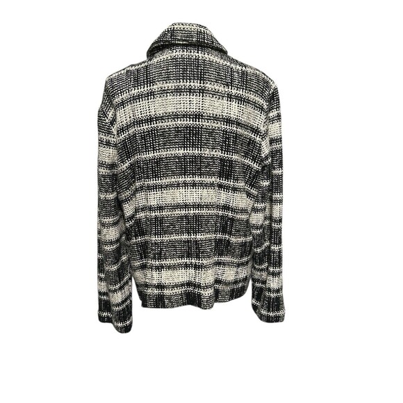 LUCKY BRAND Harper Sweater Jacket Tweed Black White Gray Plaid Moto Plus Sz 2X - Picture 5 of 9